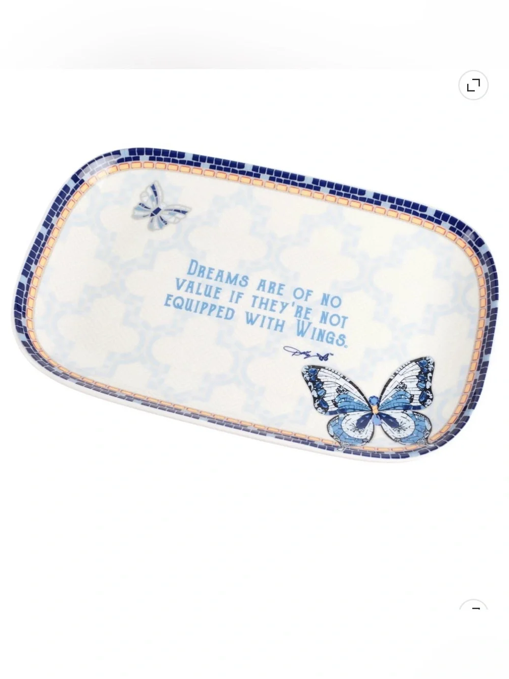 NWT Dolly Parton Blue Butterfly Quote Serving Tray